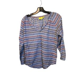Roberta  Roller Rabbit Blue Orange Pattern 3/4 length sleeve‎ shirt